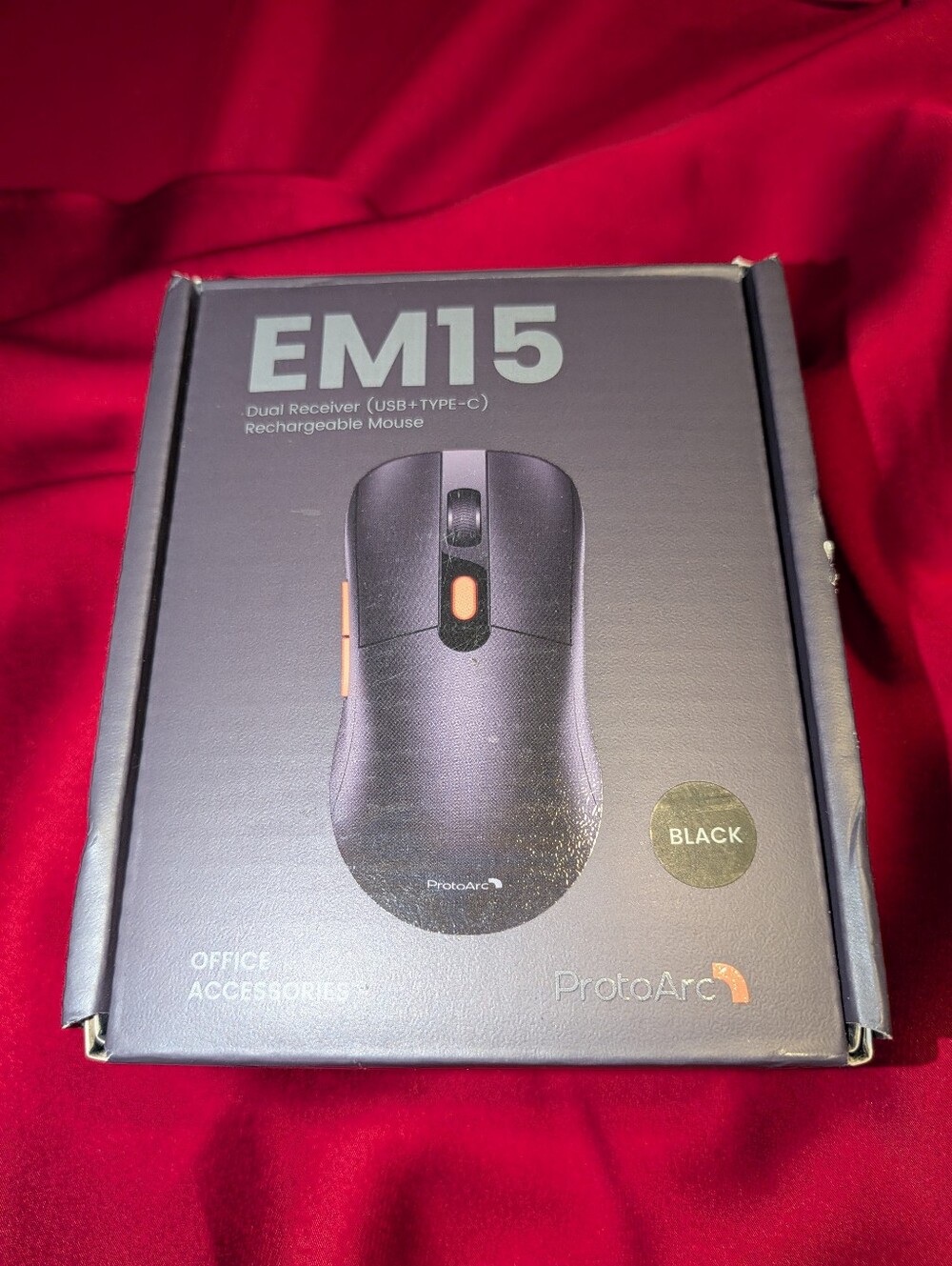 NEW EM15 Black Rechargeable Wireless Mouse (USB + Type-C)